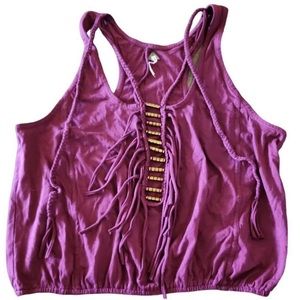 FP FREE PEOPLE New Romantics Purple Braided Racerback Crop Top Tank Medium